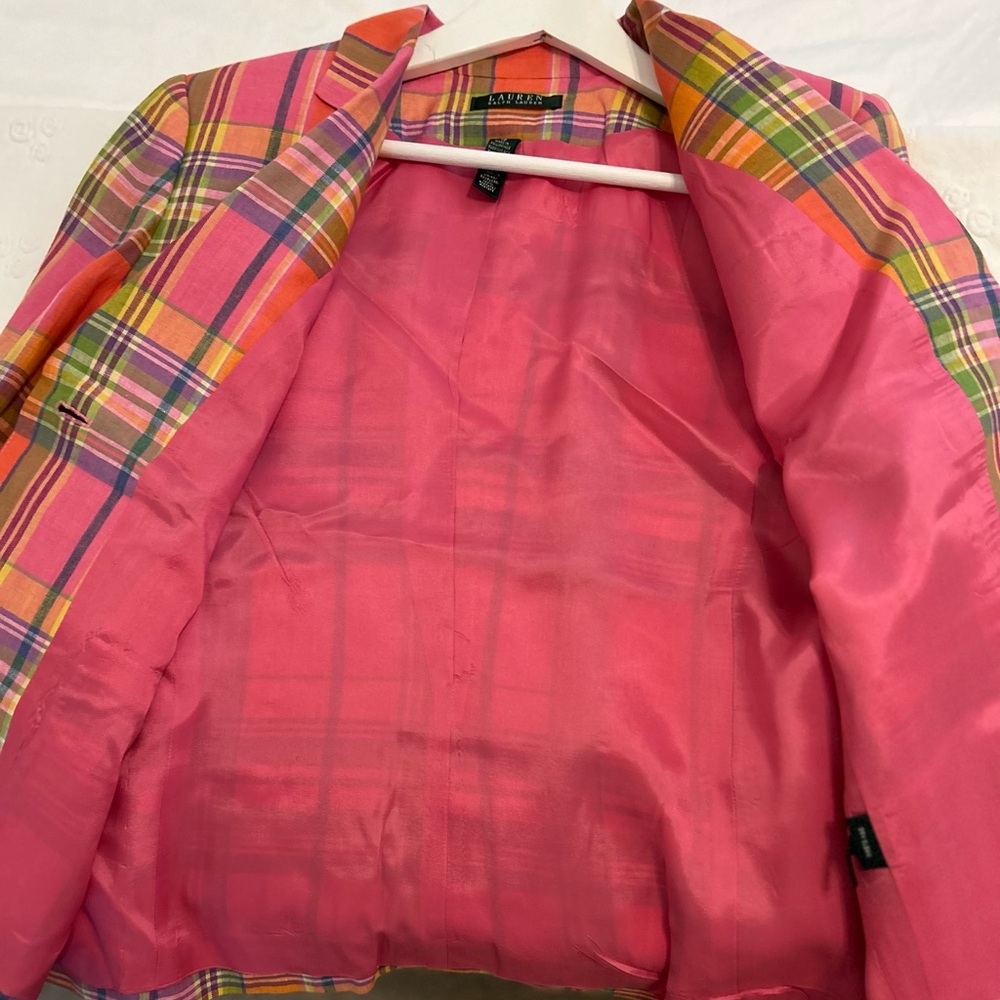 LAUREN by RALPH LAUREN PLAID JACKET BLAZER 100% LINEN - NWOT - Picture 3 of 12
